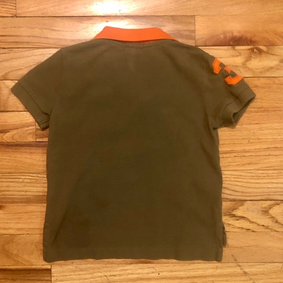 Polo by Ralph Lauren Olive green & orange polo, 2T - Picture 4 of 6